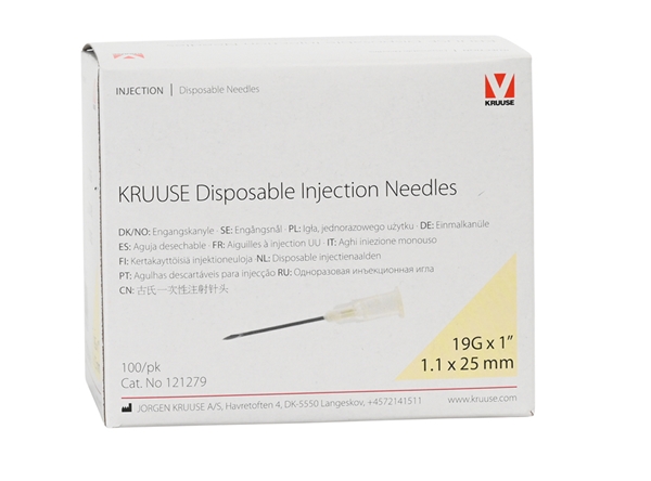 KRUUSE injektioneula, 1.1x25mm 19Gx1 valk 100kpl - 3