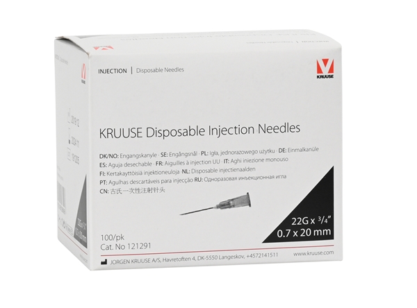 KRUUSE injektioneula, 0.7x20mm 22Gx3/4 musta 100kpl - 3