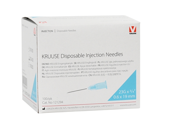 KRUUSE injektioneula, 0.6x19mm 23Gx¾ sin 100kpl - 3