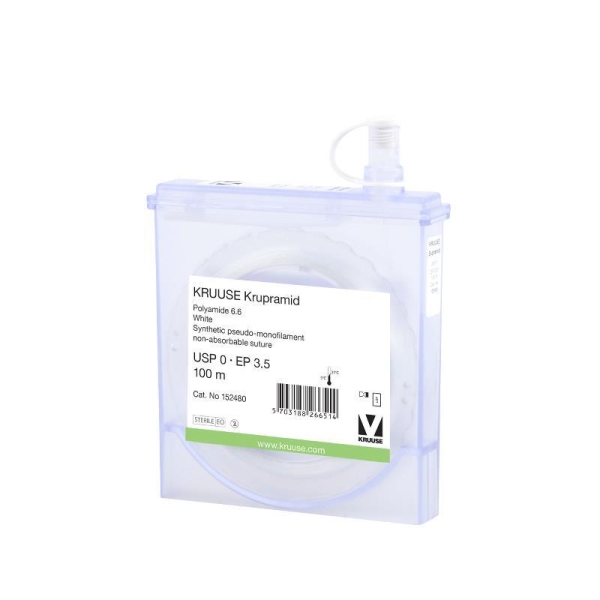 Krupramid suture USP 0, 100m, non absorbable, white