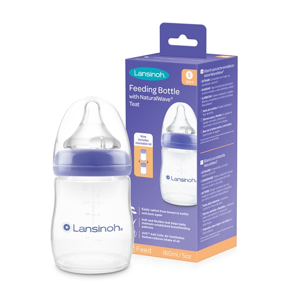 Lansinoh NaturalWave tuttipullo 160ml, hidas virtaus, 1kk+, 1kpl