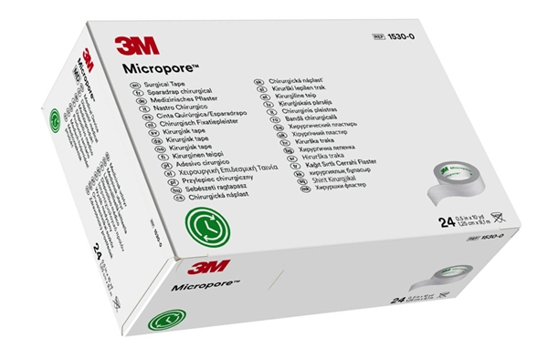 Kuitukangasteippi Micropore, 25mmx9,1m valk 12KPL - Micropore