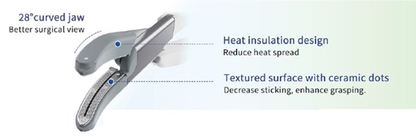 Isompi pihti, leikkaava verisuonensulkija,  ligatointiin. Toimii monissa eri generaattoreissa, 18 cm avokirurgiaan, Curved - 1