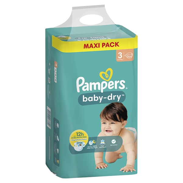 Teippivaippa Pampers BabyDry, S3 6-10kg (1x124) 124KPL - Pampers