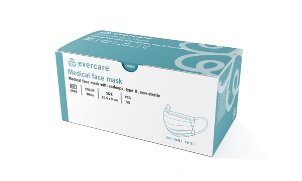 Kasvosuoja evercare® TYPEII, Korvalenkein valkoinen 50 KPL - evercare® - 3