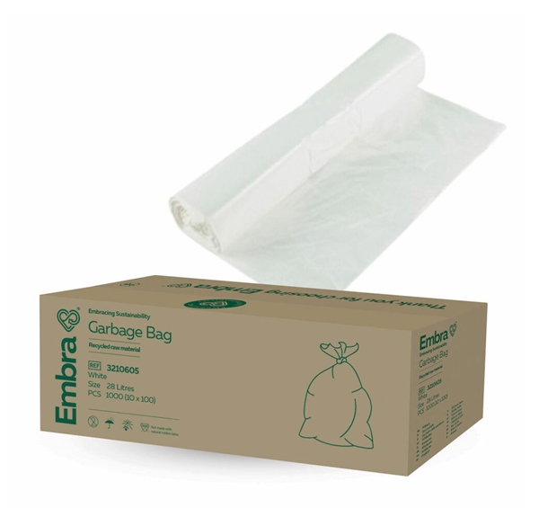 Roskapussi 28L valk Embra® , 520x550mm 9my 100KPL - Embra®