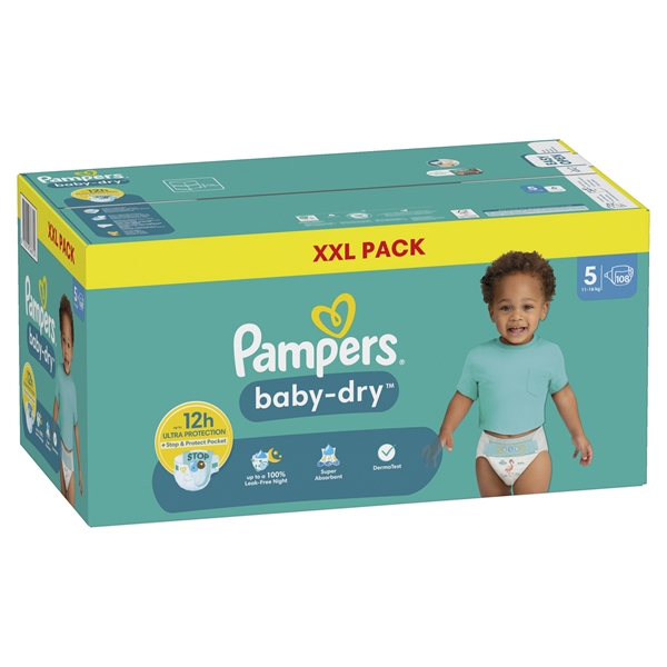 Teippivaippa Pampers BabyDry, S5 11-16kg (1x108) 108KPL - Pampers