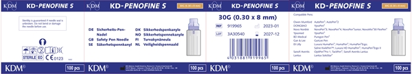 Turvaneula insuliinikynään 5mm, KD-Penofine S 30G 100KPL - KD-Penofine - 2