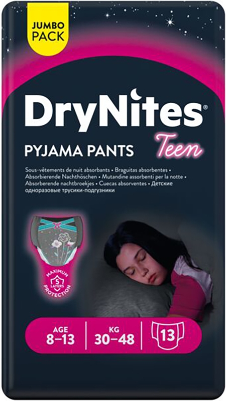 
Lastenvaippa DryNites Huggies, PantsGirl 8-13v 30-48kg 52KPL