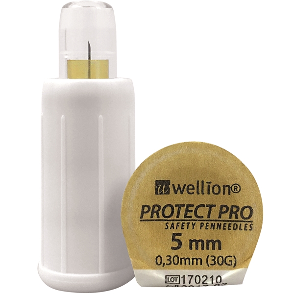 Turvaneula insuliinikynään 5mm, Wellion Protect Pro 30G 100KPL - 2