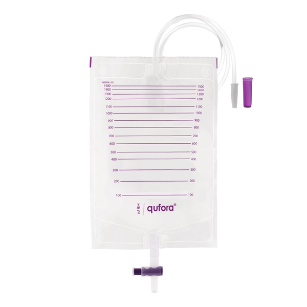 Virtsapussi Qufora 1500ml, free flow outlet ristih 100KPL - Qufora