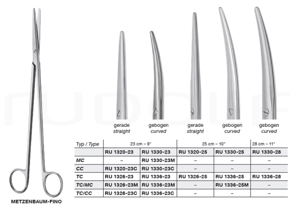 Sakset Metzenbaum-Fino käyrät, 25cm