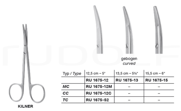 Sakset preparointi, käyrä, 13,5cm,  Kilner (Ragnell)
