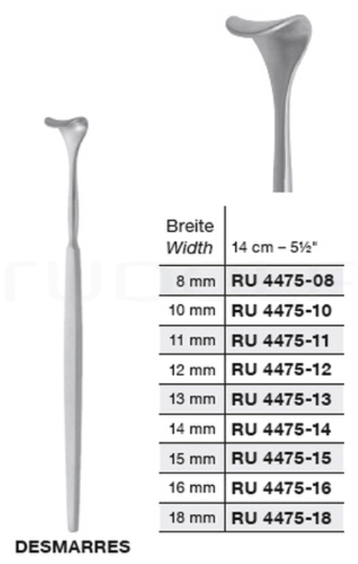 Luomilusikka Desmarres 13mm, 13cm