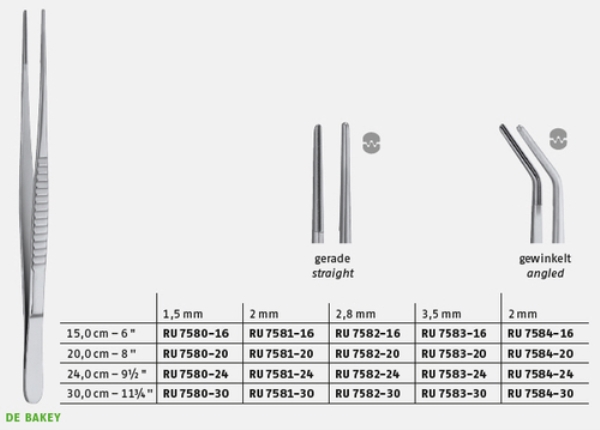 Verisuoniatula DeBakey 15 cm, 2,0mm, käyrä