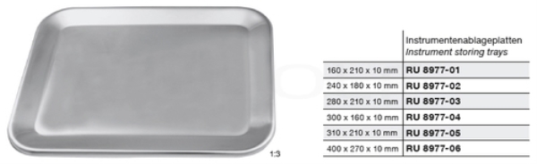 Instrumenttitarjotin, 400X270X10 mm, metallia