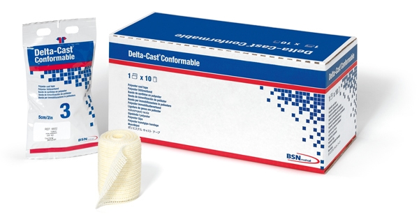 Kipsisidos Delta-Cast Conformable , 7,5cmx3,6m keltainen synt10kpl