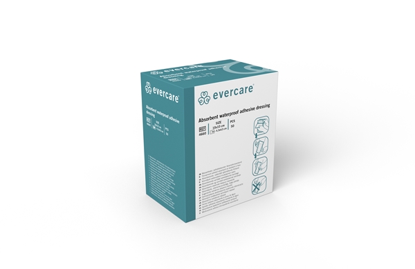 Kiinnittyvä sidos evercare®, 10x10cm suihkunk. ster 50KPL - evercare® - 2