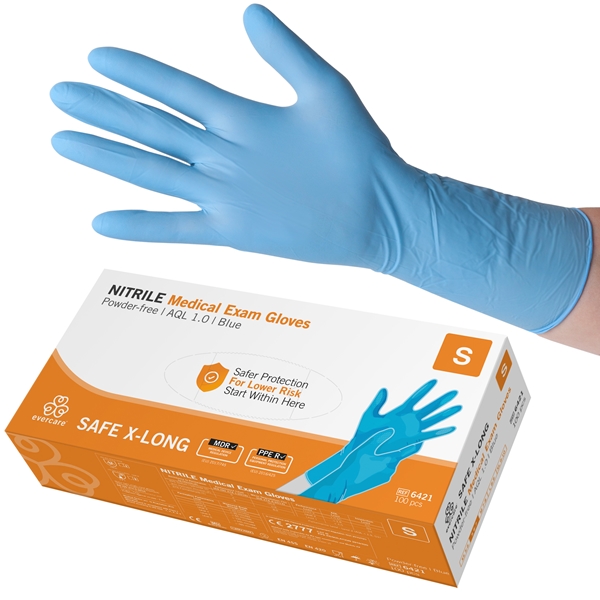 Tutkäsine evercare® nitriili, S SAFE X-LONG pton 100KPL - evercare®