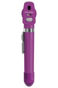 Pocket Plus LED oftalmoskooppi, luumu,  sisältää oftalmoskoopin ja pehmeän säilytyspussin, luumu,paristot ja säilytyspus.