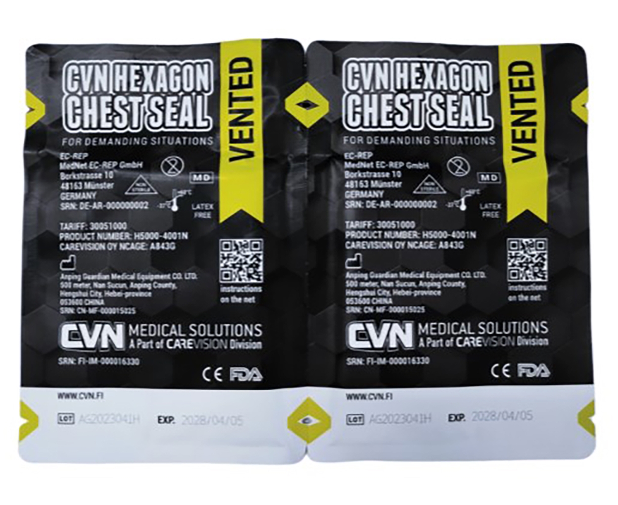 CVN Hexagon chest seal vented, 2-pack