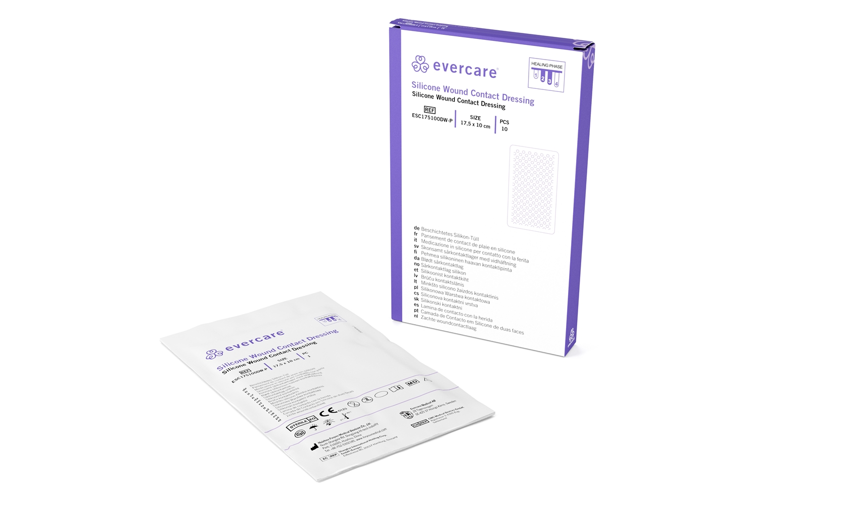 Haavaverkko evercare®silicone 17,5x10cm,10kpl, yksipuolinen