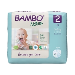 Lasten teippivaippa Bambo Nature S2 3-6kg (6x30kpl) 180KPL 