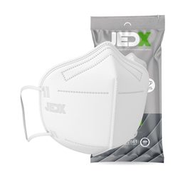 JedX FFP2 kertakäyttöinen hengityssuojain, ei uloshengitysventtiiliä, korvalenkein, valkoinen 100KPL 