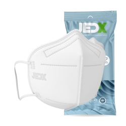 JedX FFP3 kertakäyttöinen hengityssuojain, ei uloshengitysventtiiliä, korvalenkein, valkoinen 100KPL
