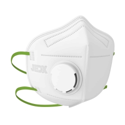 JedX FFP2 kertakäyttöinen hengityssuojain, uloshengitysventtiilillä, kiinnitys pään taakse, valkoinen 40KPL
