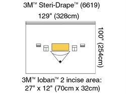 3M™ Steri-Drape Leikkauslakana vertikaali 328x254 cm, jossa Ioban™ 2 -läpileikkauskalvo ja nesteenkeräyspussi 5KPL