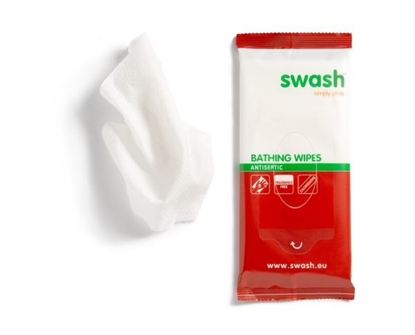 Vaskeklut Swash Antisept 8pk, 20 x 25cm med klorhexidin - SWASH