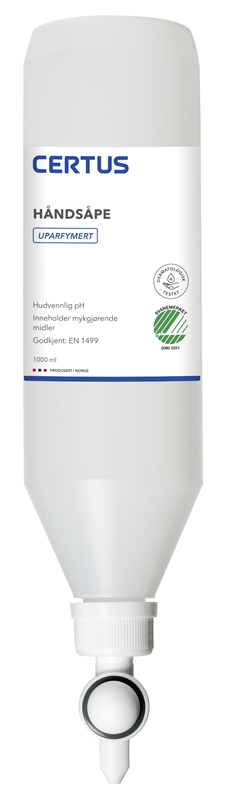 Håndsåpe Uparfymert, Certus 1000ML m/dos pumpe