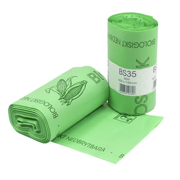 Avfallspose BIOSTARK Star-seal, 35L 600x740mm 17my grønn