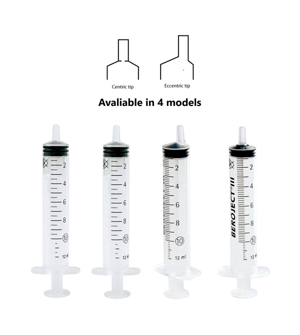 Sprøyte luer 3komp Berojekt, 10ml grad 0,5ml exsentrisk - Beroject - 3