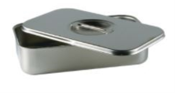 Instrumentskrin m lokk, Rustfritt stål 230x135x45 mm