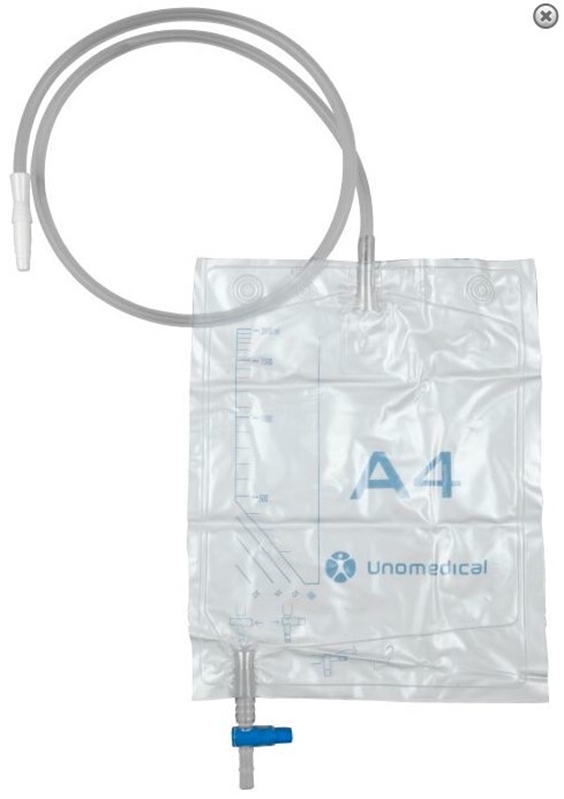 Urinpose ett kammer sengepose, 2,0L, slange 110cm