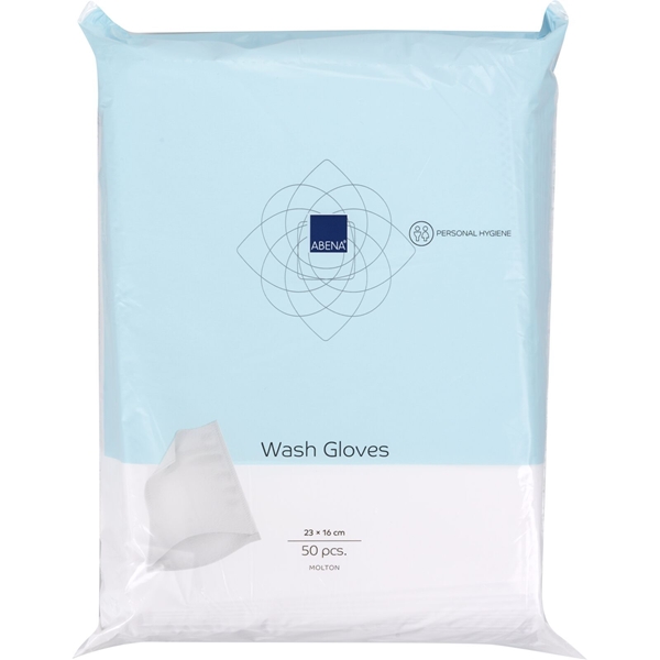 Vaskehanske Molton Abena, 23x16cm hvit engangs 