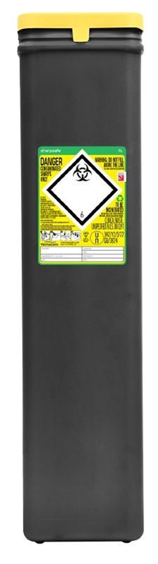 Kanylebøtte Sharpsafe, 7,5L med gult lokk