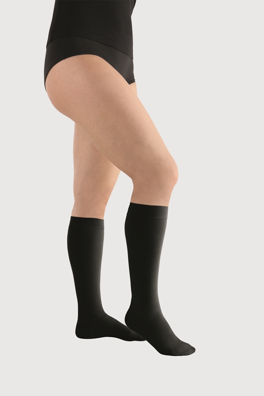 Kompresjonsstrømpe kne K1 Juzo, XS sort Move lukket tå 