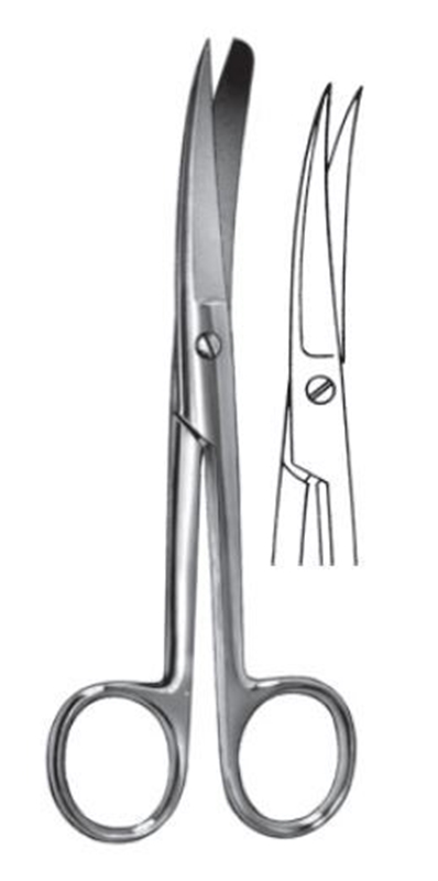 Saks kirurgisk bøyd, 15,5cm Spiss/spiss