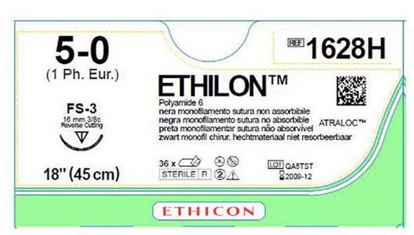 Sutur Ethilon 5-0 1628H, 45cm nål FS-3 - Ethilon