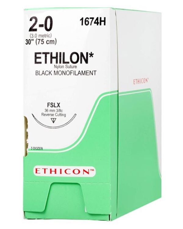 Sutur Ethilon 2-0 1674H, 75cm nål FSLX - Ethilon - 2