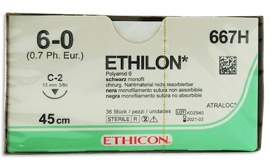Sutur Ethilon 6-0 667H, 45cm C-2 - Ethilon - 2