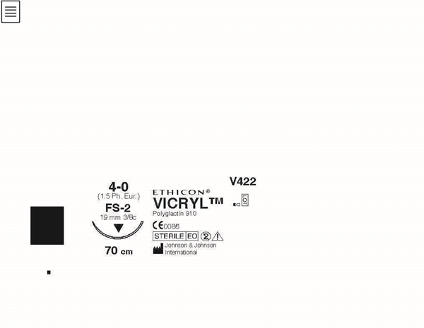 Sutur Vicryl 4-0, 4-0 FS-2S 70cm hvit - Vicryl