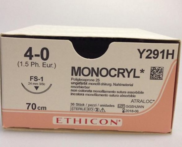 Sutur Monocryl 4-0 MCP291H, 70cm nål FS-1 - Monocryl