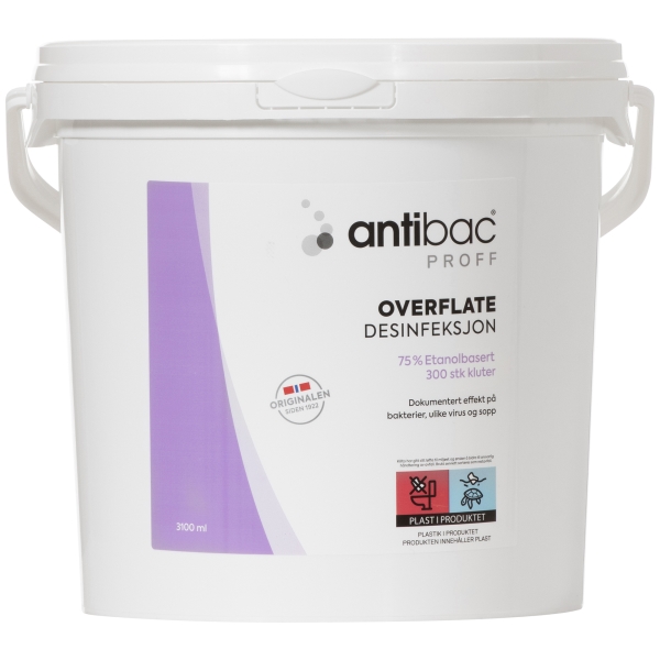 Antibac Overflatedesinfeksjon
, 300 kluter i spann/bøtte