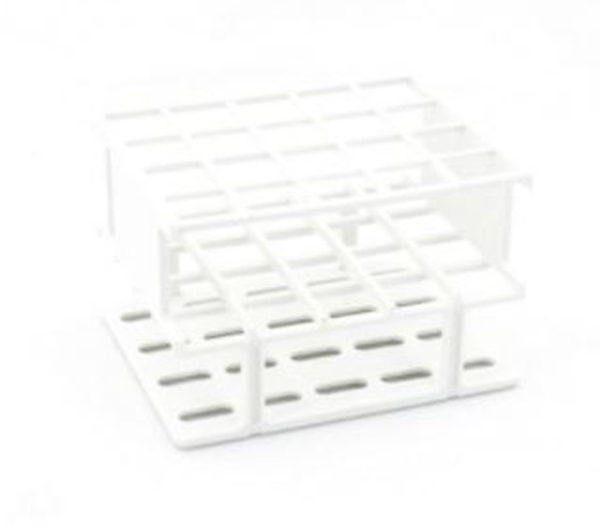 Prøverørstativ 4x5 rør , for 20 mm rør, hvitt