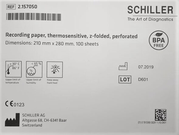 EKG-papir Schiller (til AT/CS), 210x280mm, 100 ark