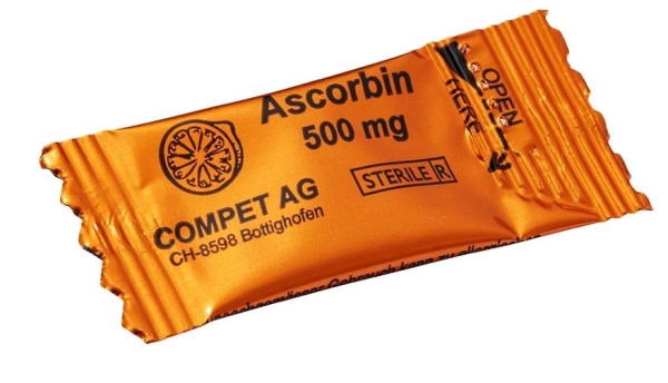 Askorbinsyre 0,3 g (Vit C),  Pulverform, steril pakket